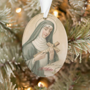 Ornamento St. Rita de Cássia (M 015) Oval Acrílico