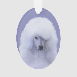 Ornamento Standard Poodle White Painting - Original Dog Art