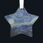 Ornamento Starry Night Vincent van Gogh<br><div class="desc">Este design de ornamento de estrelas belas de arte mostra o famoso quadro do pintor poste-impressionista holandês Vincent van Gogh, "A Noite Estrelada". Pintado durante sua estadia no asilo Remy Santo na década de 1880, Van Gogh retratou as colinas rolantes e árvores ciprestes que viu de sua janela. Ele também...</div>