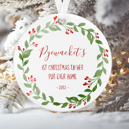 Ornamento Sua Foto Cat Watercolor Wreath 1rua Natal