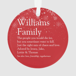 Ornamento Sua Foto de Definição de Família Flocos de Neve no