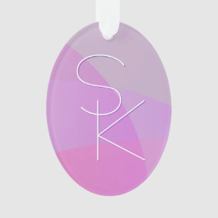 Ornamento Suas Iniciais Sobrepostas   Geométrico Cor-de-Rosa