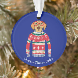 Ornamento Suéter de Natal Engraçado, Cachorro Vestindo Óculo