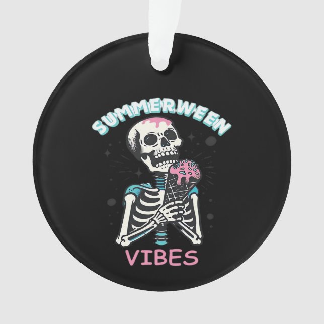 Ornamento Summerentre Vibes Spooky Summer Pumpkin Clássico (Frente)