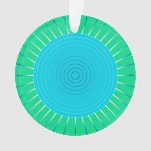 Ornamento Sunburst Geométrico Moderno - Azul e Verde-Jade