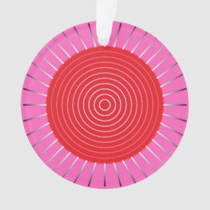 Ornamento Sunburst Geométrico Moderno - Fuchsia e Vermelho