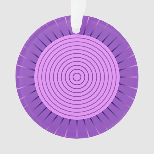 Ornamento Sunburst Geométrico Moderno - Roxo Ametista (Frente)