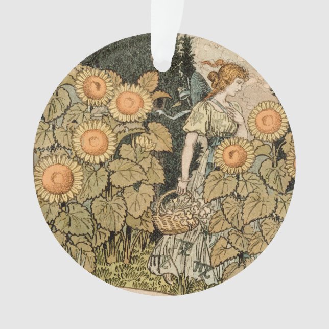 Ornamento Sunflower Art Nouveau Garden Grasset Woman (Frente)