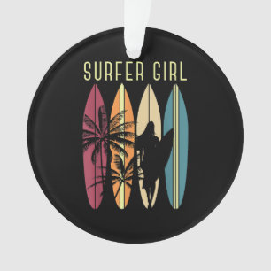 Ornamento Surfista Garota Surfboard Surfing Women Surf Oce