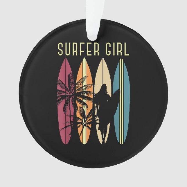 Ornamento Surfista Garota Surfboard Surfing Women Surf Oce (Frente)