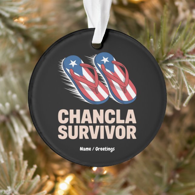 Ornamento Survivor Chancla Funny Porto Rico Piada Presente (Árvore)