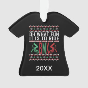 Ornamento Sweater de Natal Feio Personalizado BMX Rider