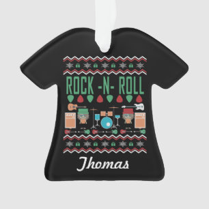 Ornamento Sweater de Natal Feio Personalizado Rock-n-Roll