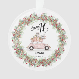 Ornamento Sweet 16 Signature Script Car Greenery