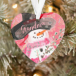 Ornamento Sweet Artsy Snowman<br><div class="desc">Com tipografia de nome na frente e ano atrás</div>