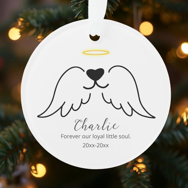 Ornamento Sympathy Dog Angel Wings Pet Loss Custom Photo  (Criador carregado)