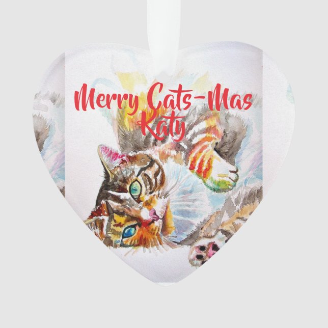 Ornamento Tabby Cat Cats Merry Christmas Cats-Mus Girls (Frente)