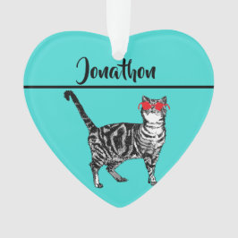 Ornamento Tabby Gata "Um Gato Legal" Aqua Boys Mens