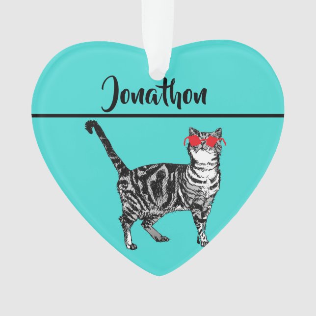 Ornamento Tabby Gata "Um Gato Legal" Aqua Boys Mens (Frente)