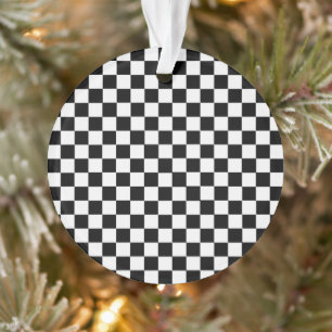 Ornamento Tabuleiro de damas clássico preto e branco por