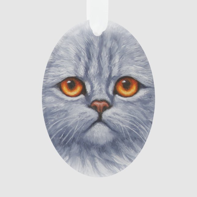 Ornamento Tabuleiro Fluffy Cinza por Gatinho Gatinho (Frente)