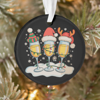 Ornamento Taças de Champanhe Papai Noel Rena Santa Natal