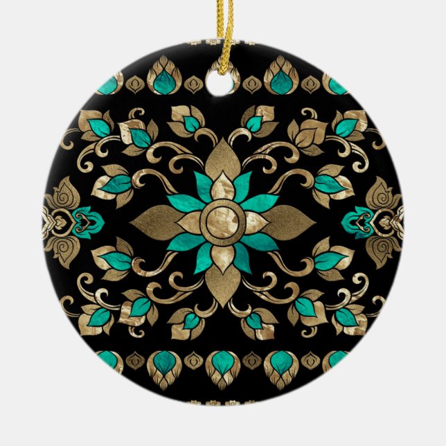 Ornamento Tailandês - Dourado e Teal (Frente)