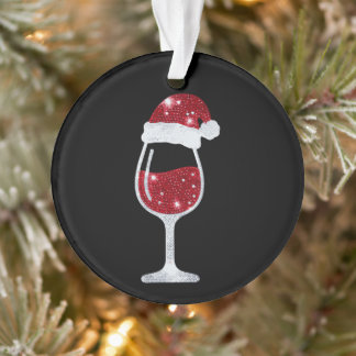 Ornamento Tampa de Papai Noel Brilho Copo de Vinho Tinto Nat