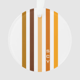 Ornamento Tan Brown Orange Vertical Stripes Monograma