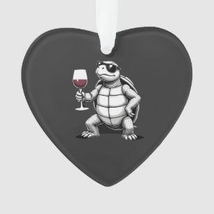 Ornamento tartaruga legal bebendo vinho tinto impressão artí