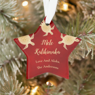 Ornamento Tartarugas Douradas   Mele Kalikimaka   Natal