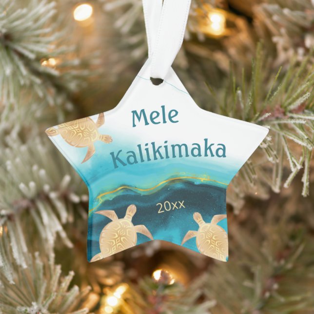 Ornamento Tartarugas Douradas | Natal Mele Kalikimaka Havaia (Árvore)
