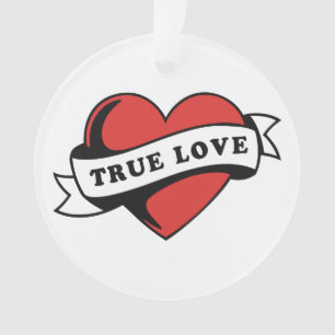 Ornamento Tatuagem de Coração de Amor Verdadeiro   Design Cl