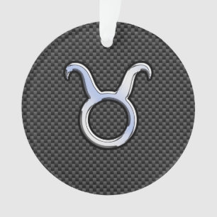 Ornamento Taurus Chrome Like Zodiac Sign on Carbon Fiber