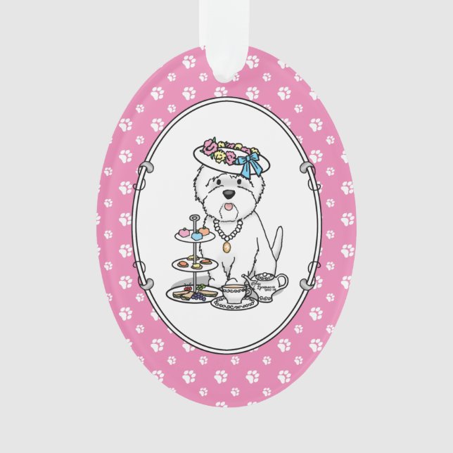 Ornamento Tea Party Westie Dog West Highland White Terrier (Frente)