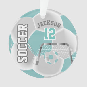 Ornamento Teal e White Personalizam ⚽ Bola de Futebol