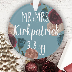 Ornamento Teal Green Beige Burgundy Rosa Natal