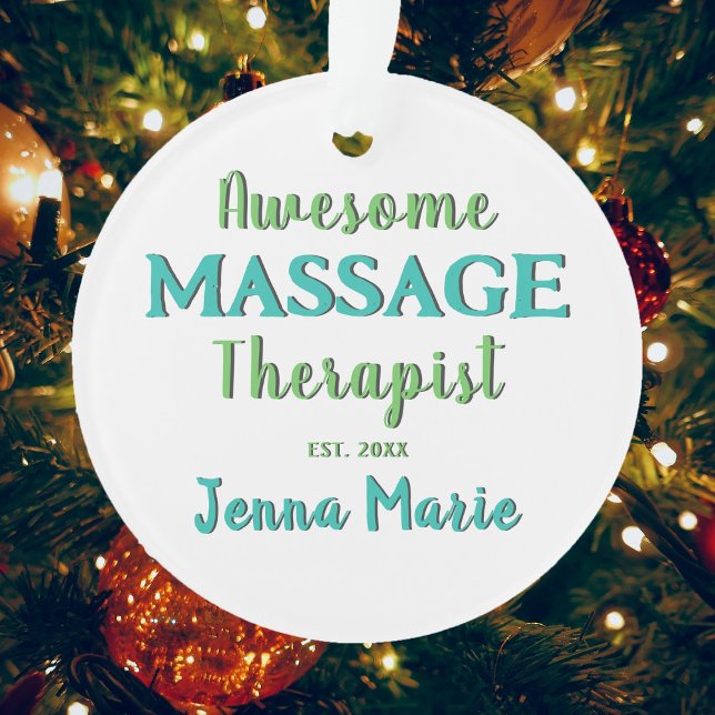 Ornamento Teal Green Design (Awesome Massage Therapist Customized Ornament)