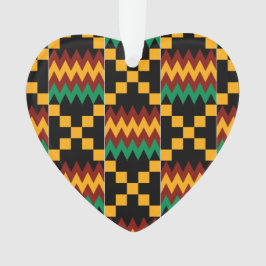 Ornamento Tecido Kente Amarelo, Verde, Vermelho e Preto