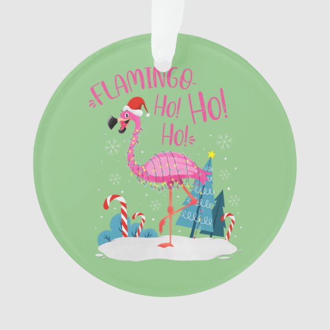 Ornamento Tema Flamingo Flamingo Ho-Ho Natal Rosa-Ho (Frente)
