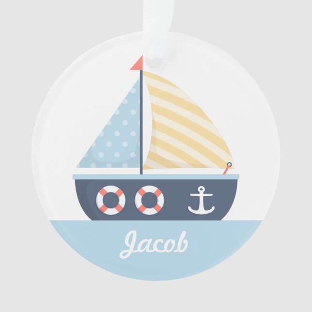 Ornamento Tema Náutico Barco à Vela Elegante Para Quarto de  (Frente)