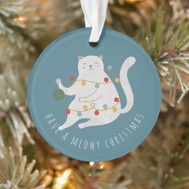Ornamento Tenha um gato de luzes de fada de Natal sujas (Árvore)