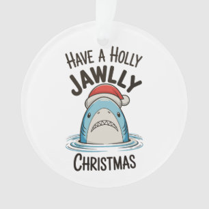 Ornamento Tenha Um Natal Muito Feliz Tubarão Santa Chapéu