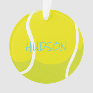 Ornamento Tênis Ball Racquet Name Player Coach Yellow Aqua