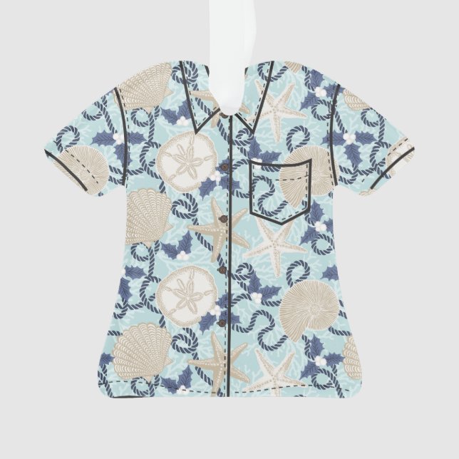 Ornamento Terra do Mar Tropical de Natal - Azul (Frente)