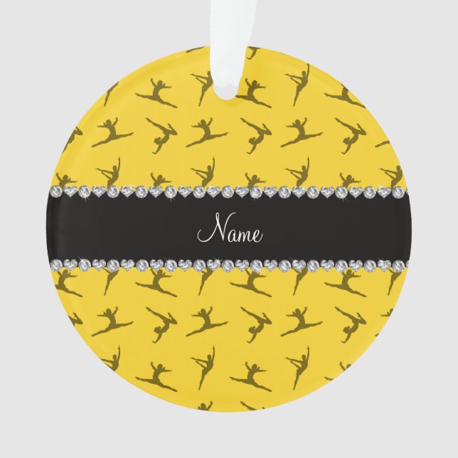Ornamento Teste padrão amarelo conhecido personalizado da (Frente)