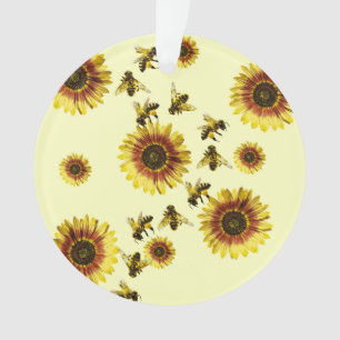 Ornamento Teste padrão amarelo do verão dos girassóis e d