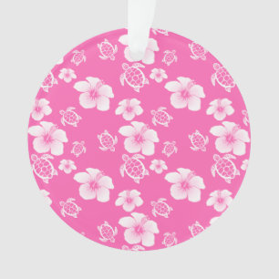 Ornamento Teste padrão cor-de-rosa do Hawaiian de Honu do