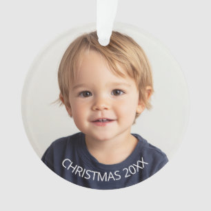 Ornamento Texto Branco da Foto de Natal Anual