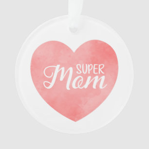 Ornamento Texto da Super Mãe, dia de as mães cor-de-rosa